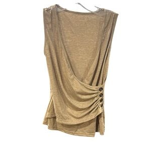 Tan Sleeveless Drape Top